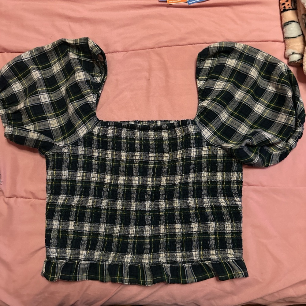American Eagle Outfitters Green Plaid Top